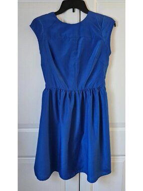 Royal Blue Scoop-Neck Cap-Sleeve
